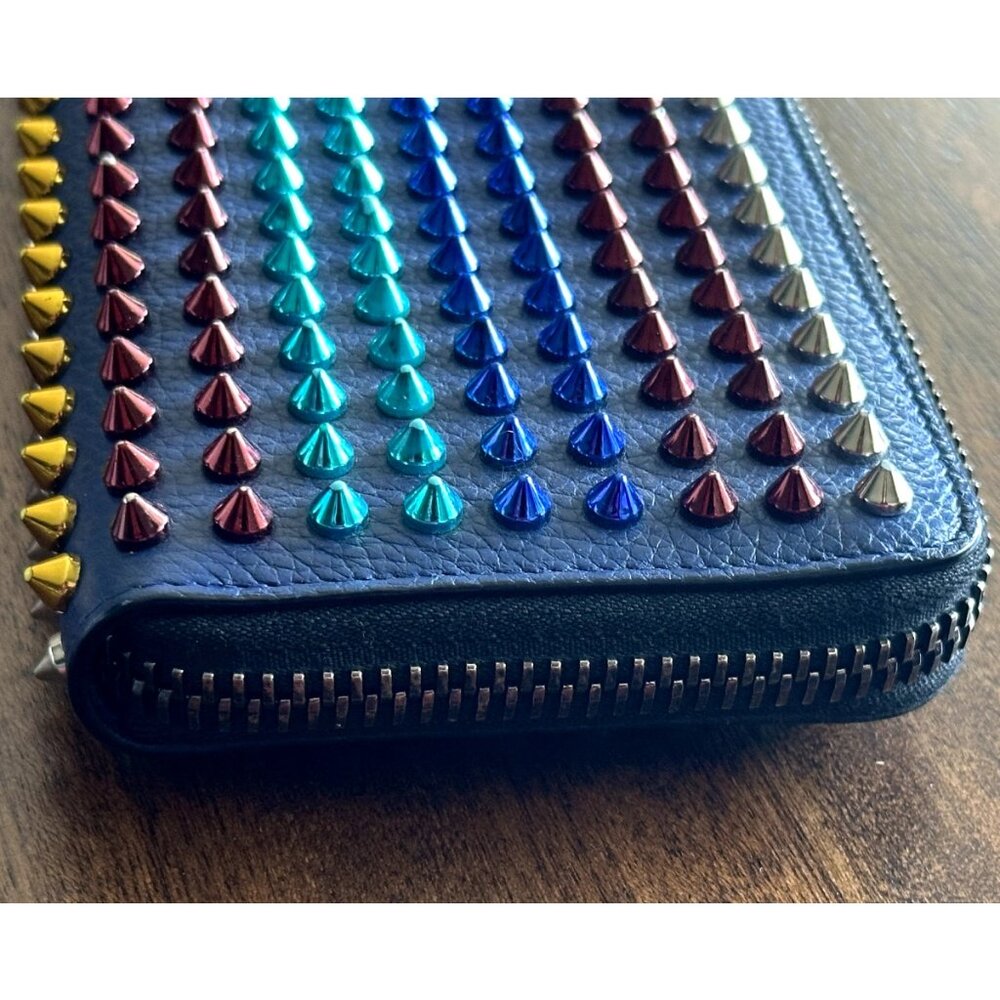 Christian Louboutin | Calf Leather Multi Rainbow Metal Spikes Panettone Wallet - Picture 4 of 16
